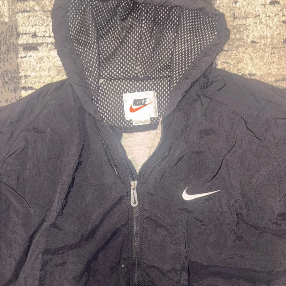 Vintage Nike Big Swoosh Insulated Hooded Windbreaker Jacket XL Black